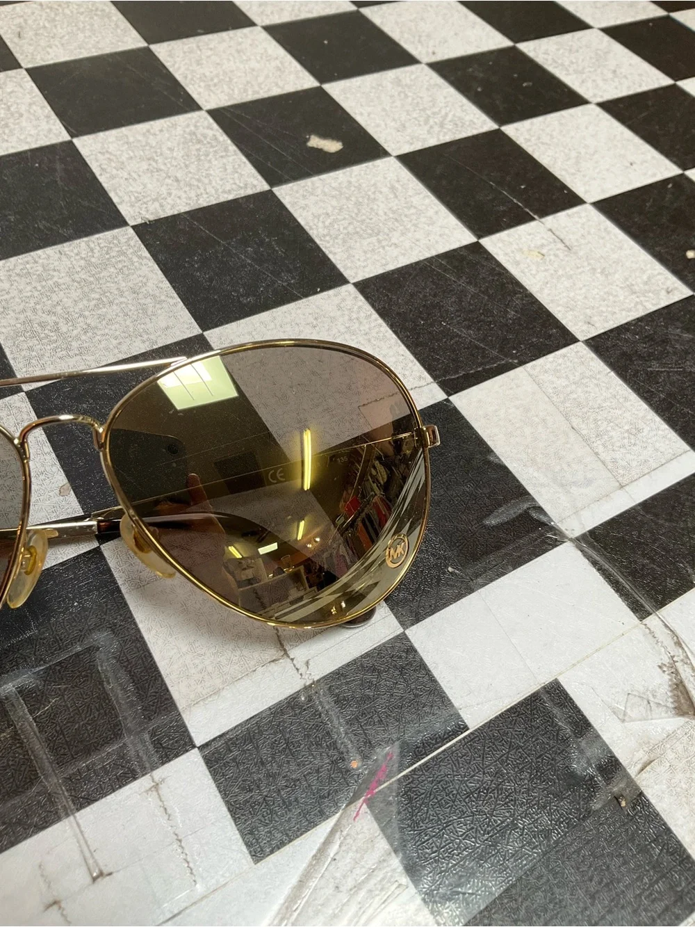 Michael Kors Gold Frame Aviator Sunglasses with Brown Lenses
